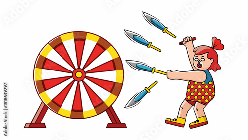 Woman throwing dart with excitement and focus in a fun game