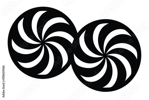 Playful vector illustration of peppermint swirl candies in vibrant rainbow colors, perfect for fun holiday treats and candy-themed designs.