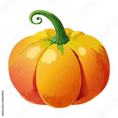 Small orange pumpkin with detailed skin for healthy organic vegetable garden and autumn harvest seasonal branding - Vector Illustration