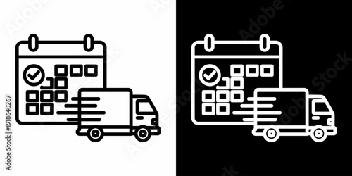 Shipment Schedule White Icon Set Design