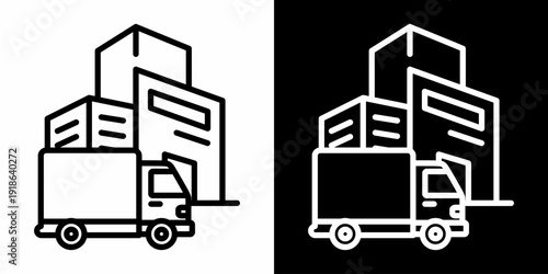 Distribution Center White Icon Set Design