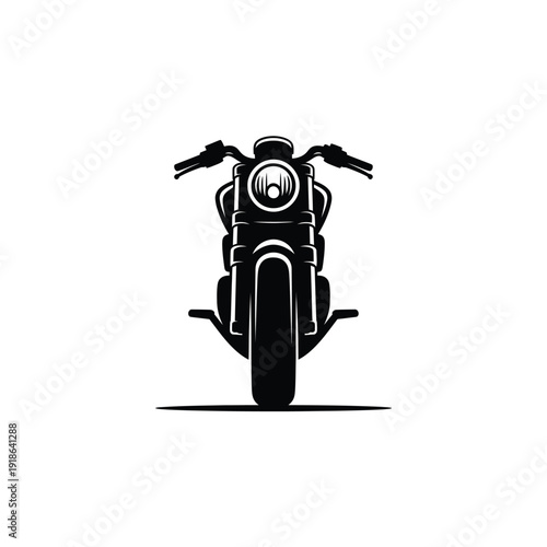 A sleek black motorcycle with a round headlight and handlebars on a white background