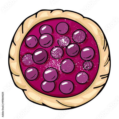 Beautifully baked grape tart with rich purple filling and crisp edges for seasonal holiday feast dessert table decoration - Vector Illustration