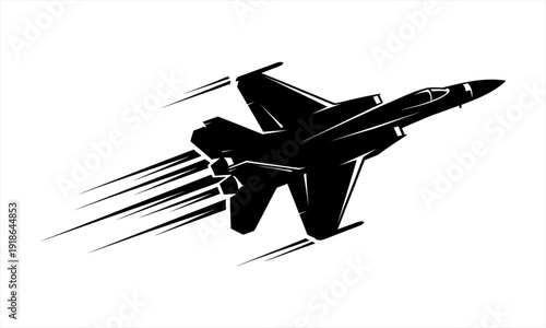 Dynamic Silhouette of a Jet Fighter in High-Speed Flight.