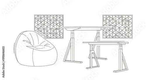 Furniture Set with Modern Designs and Patterns.