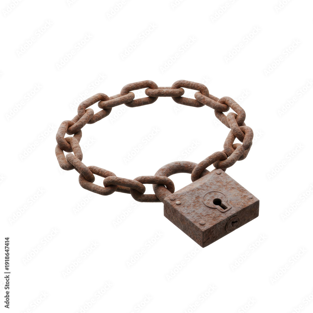 Obraz premium Rusty Chain and Padlock Object Detail