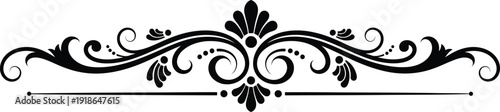 Black ornamental flourish with swirls and dots decorative