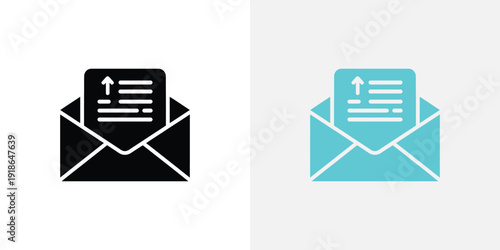 Black and cyan of envelopes with documents upload