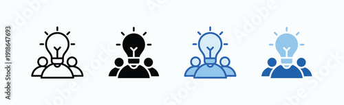 Leadership Icon Sheet Multiple Style Collection Isolated Vector