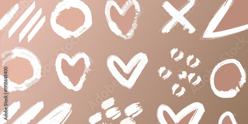 Abstract background with hand drawn shapes and a soft brown color palette