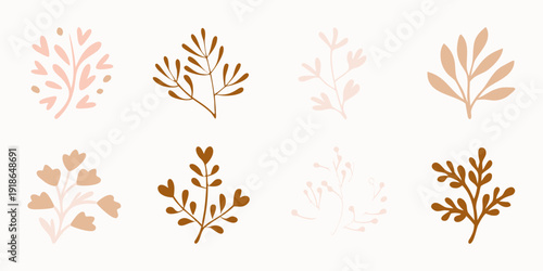 Delicate botanical illustrations of various branches and foliage designs