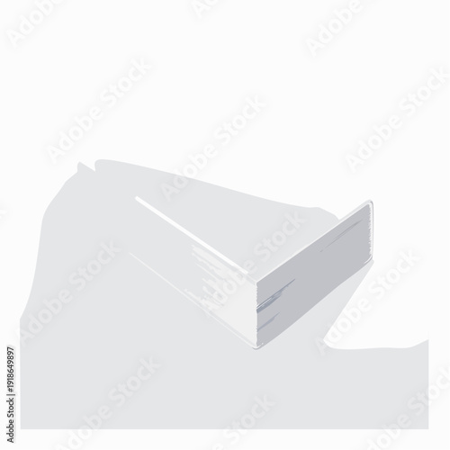 A hand holding a white book with a blank cover.