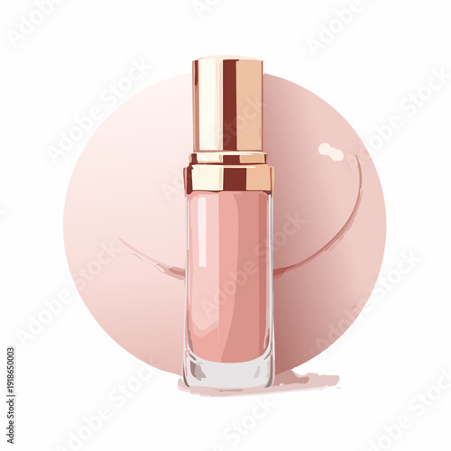 Luxurious lip gloss in a sleek glass tube with rose gold cap.