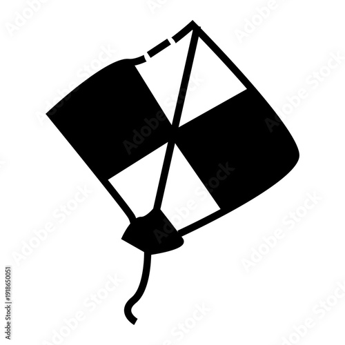 black kite isolated on white glyph icon vector