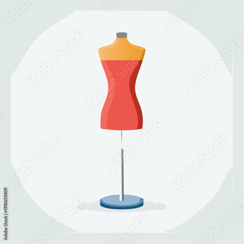 Red dress on a mannequin fashion illustration.