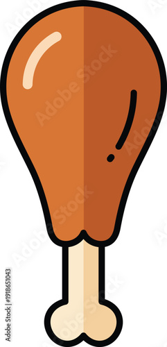 Flat of a single cooked chicken leg with a bone cooked food meat flat simple