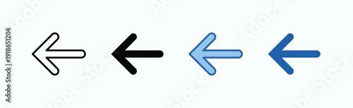 Arrow Left Icon Sheet Multiple Style Collection Isolated Vector