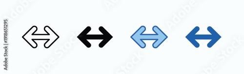 Double Arrow Icon Sheet Multiple Style Collection Isolated Vector