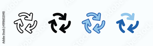 Recycling Arrow Icon Sheet Multiple Style Collection Isolated Vector