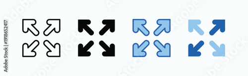 Zoom In Arrow Icon Sheet Multiple Style Collection Isolated Vector