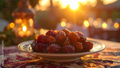 Wallpaper Mural Delicious Dates on a Plate at Sunset - A Ramadan Feast. Torontodigital.ca