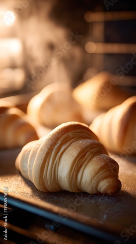 Wallpaper Mural Tray of Freshly Baked Golden Croissants in Bakery Torontodigital.ca