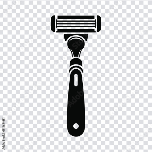 Black silhouette of a safety razor on a transparent background