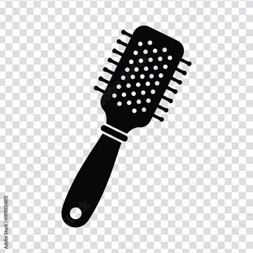 Black hairbrush icon for design use