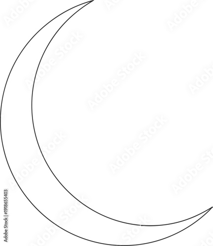 Minimalist crescent moon line icon a simple vector graphic element for web and app design representing night sleep or celestial concepts