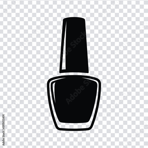 Black nail polish bottle icon in simple line art style