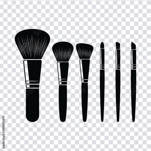 Collection of various makeup brushes