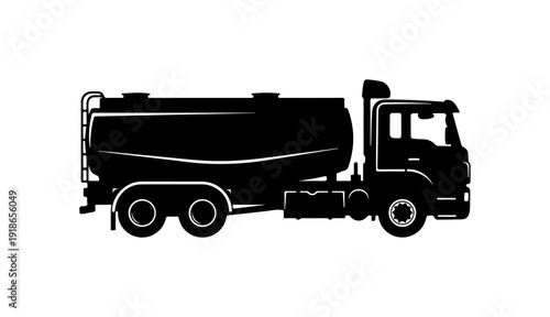 Black Vector Tanker Truck Silhouette