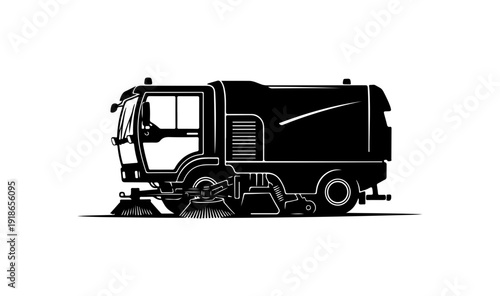 Modern Black Street Sweeper Vector Illustration