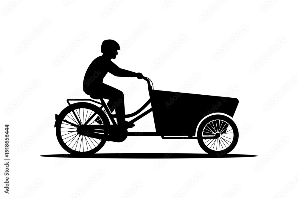 Fototapeta premium Person Riding Cargo Bike Vector Illustration