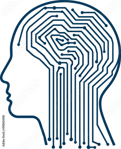 Circuitry Within: A modern conceptual image of the human mind, showcasing the intricate network of circuits within the silhouette of a human head.