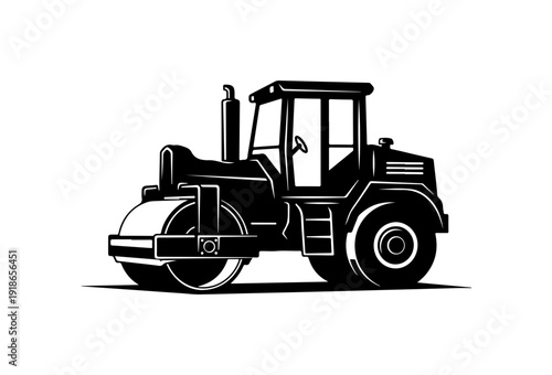 Black Vector Road Roller Illustration