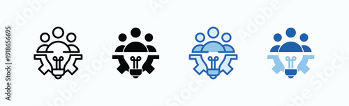 Team Icon Sheet Multiple Style Collection Isolated Vector