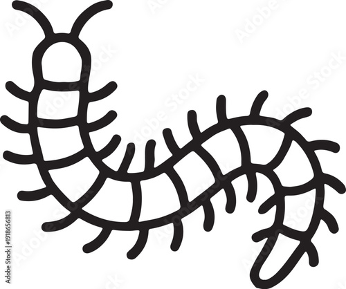a line art drawing of a centipede illustration