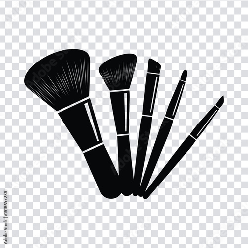 Black makeup brushes for beauty and cosmetics