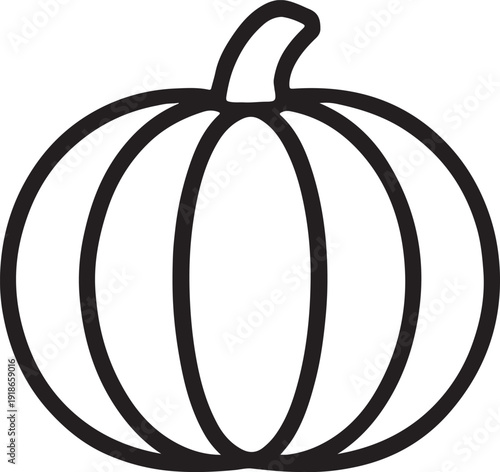 Simple line art pumpkin isolated on transparent background