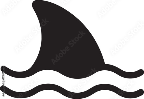 Shark attack warning sing with shark dorsal fin swimming in water flat vector icon for apps and print