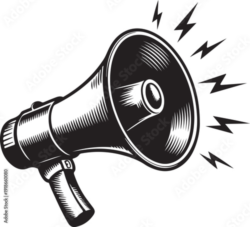 megaphone silhouette with sound effect vector illustration
