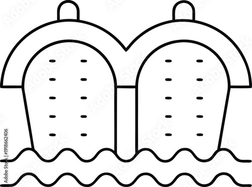 parting of the red sea line art vector illustration on transparent background