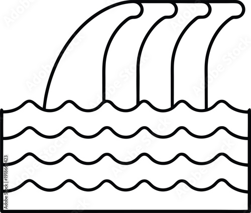 parting of the red sea line art vector illustration on transparent background