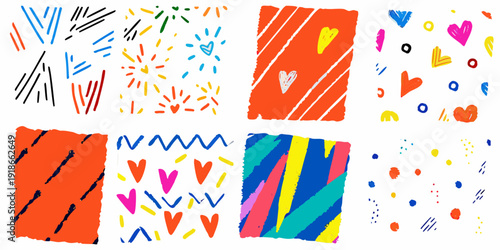 Colorful abstract patterns arranged in a grid formation