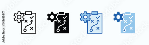 Strategy Icon Sheet Multiple Style Collection Isolated Vector