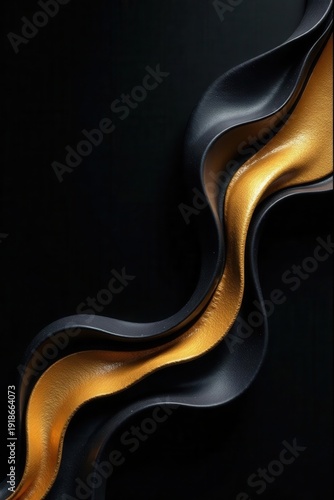 Fluid black & gold wave design Abstract art, perfect for sleek projects , rich, graphic