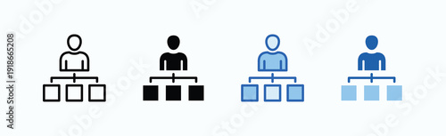 Organization Structure Icon Sheet Multiple Style Collection Isolated Vector