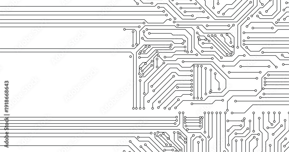 Obraz premium Vector circuit on white white screen for communication technology background concept . 