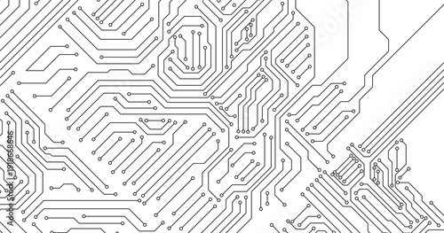 Printed circuit board of digital circuit. Vector illustration. Sketch for creativity.